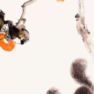 F015 Persimmon And Squirrel 2008 96x37cm
