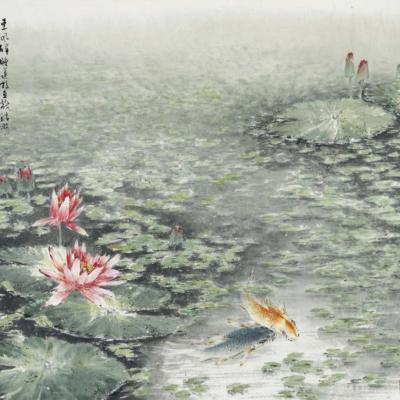 F031 Fish And Water Lily 98109 Cm 2011