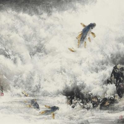 F034 The Leaping Carp 125125cm 2011