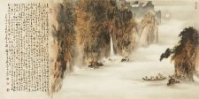 M025 黃磊生---赤壁夜遊 Evening tour at the cliff 68x134cm 2008